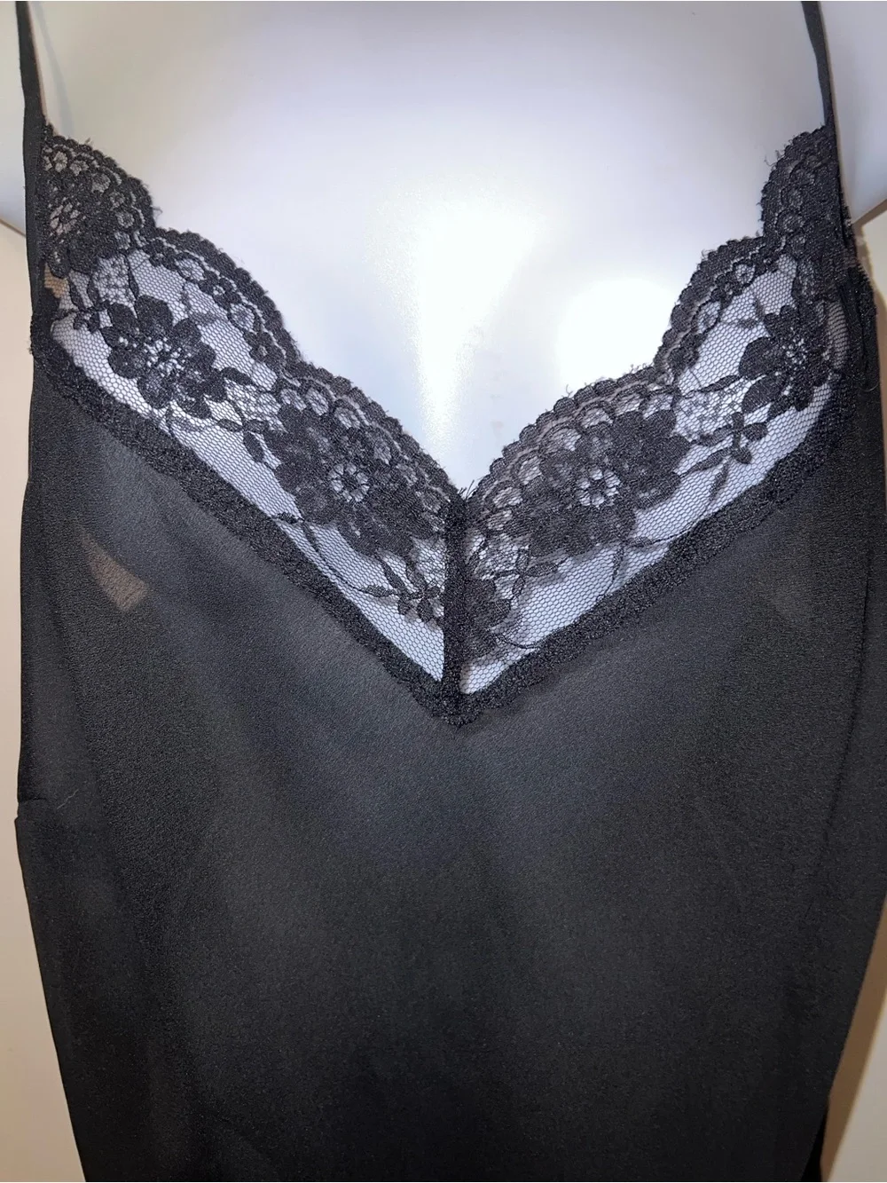 Silk Lane Bryant Black Lace-Trim Slip Dress